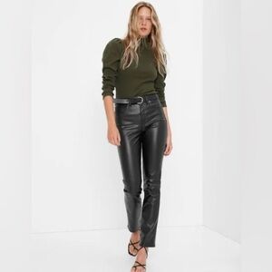 $90 msrp nwt GAP Black faux Leather vintage slim High rise Pants sz 26